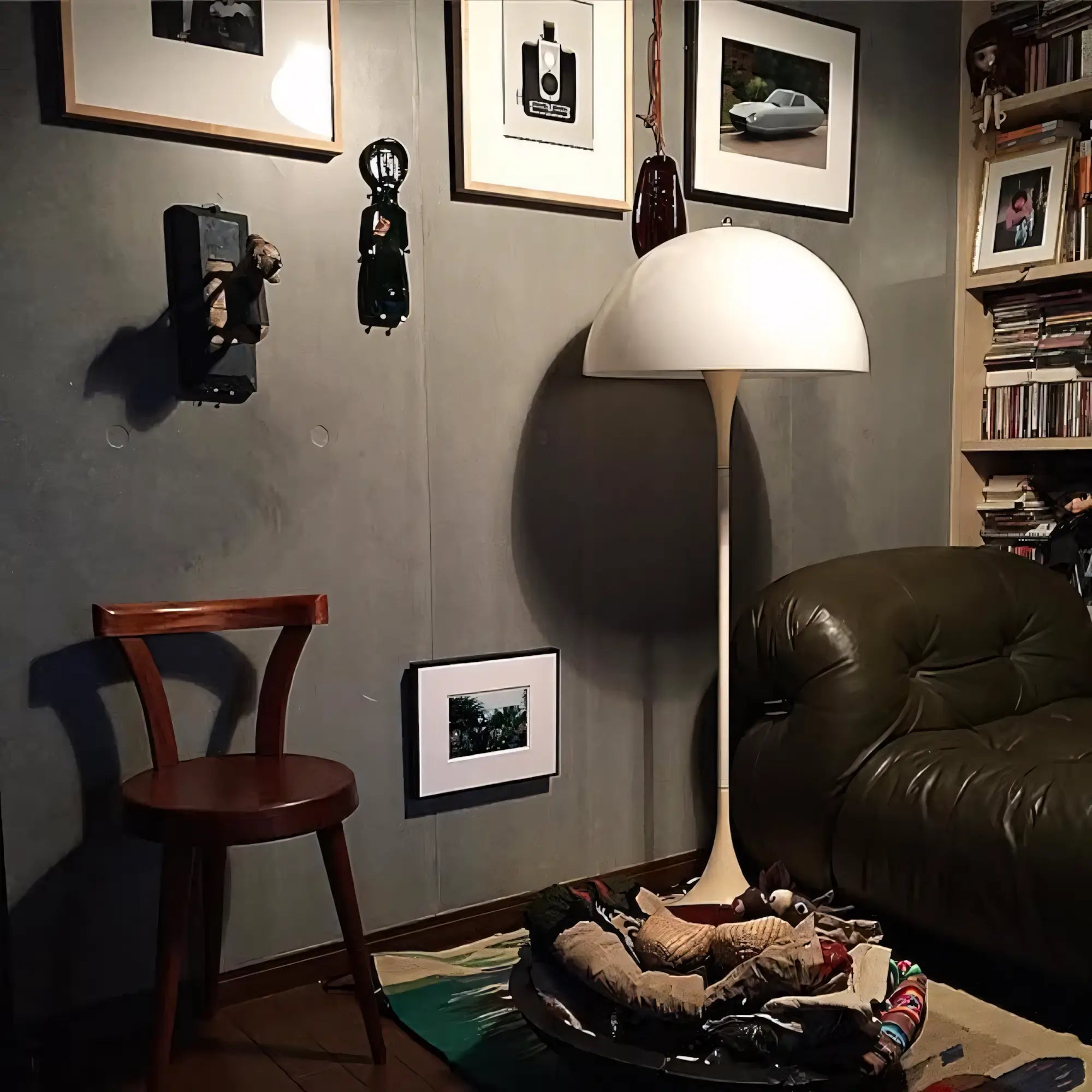 Luminária de Chão Cogumelo Moderna Minimalista Panthella branco