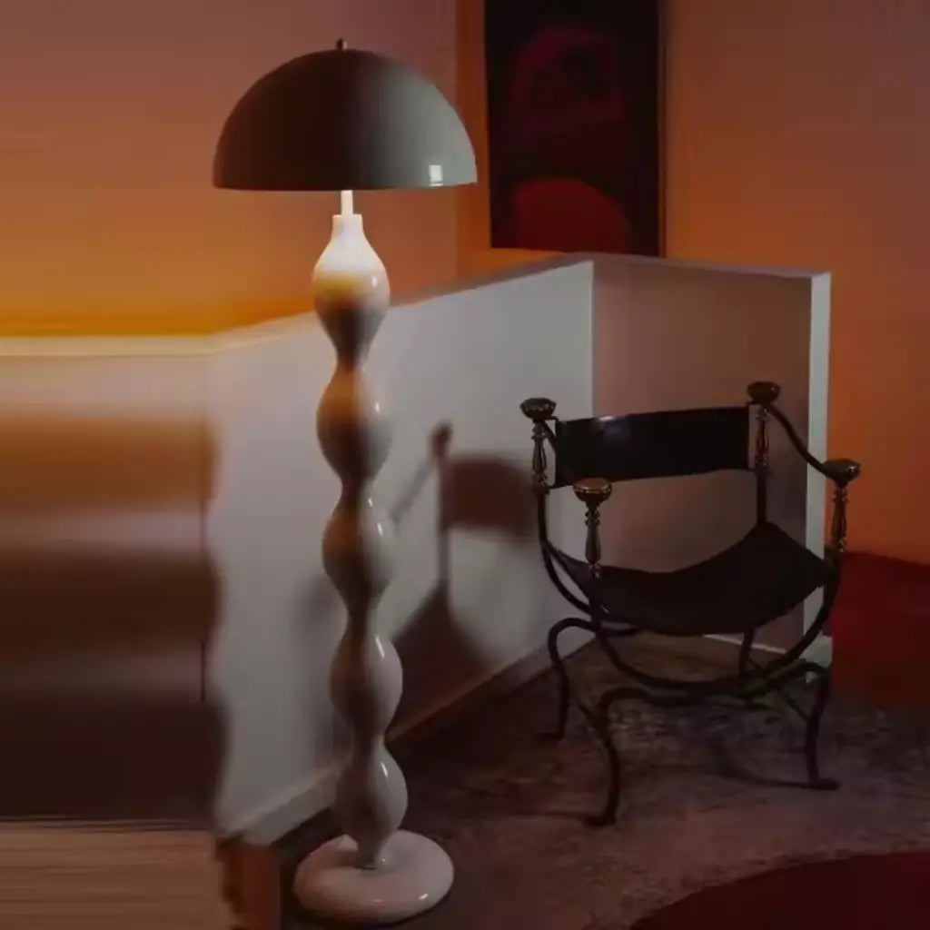 Luminária de Chão Cogumelo Moderno Minimalista Scandi cinza