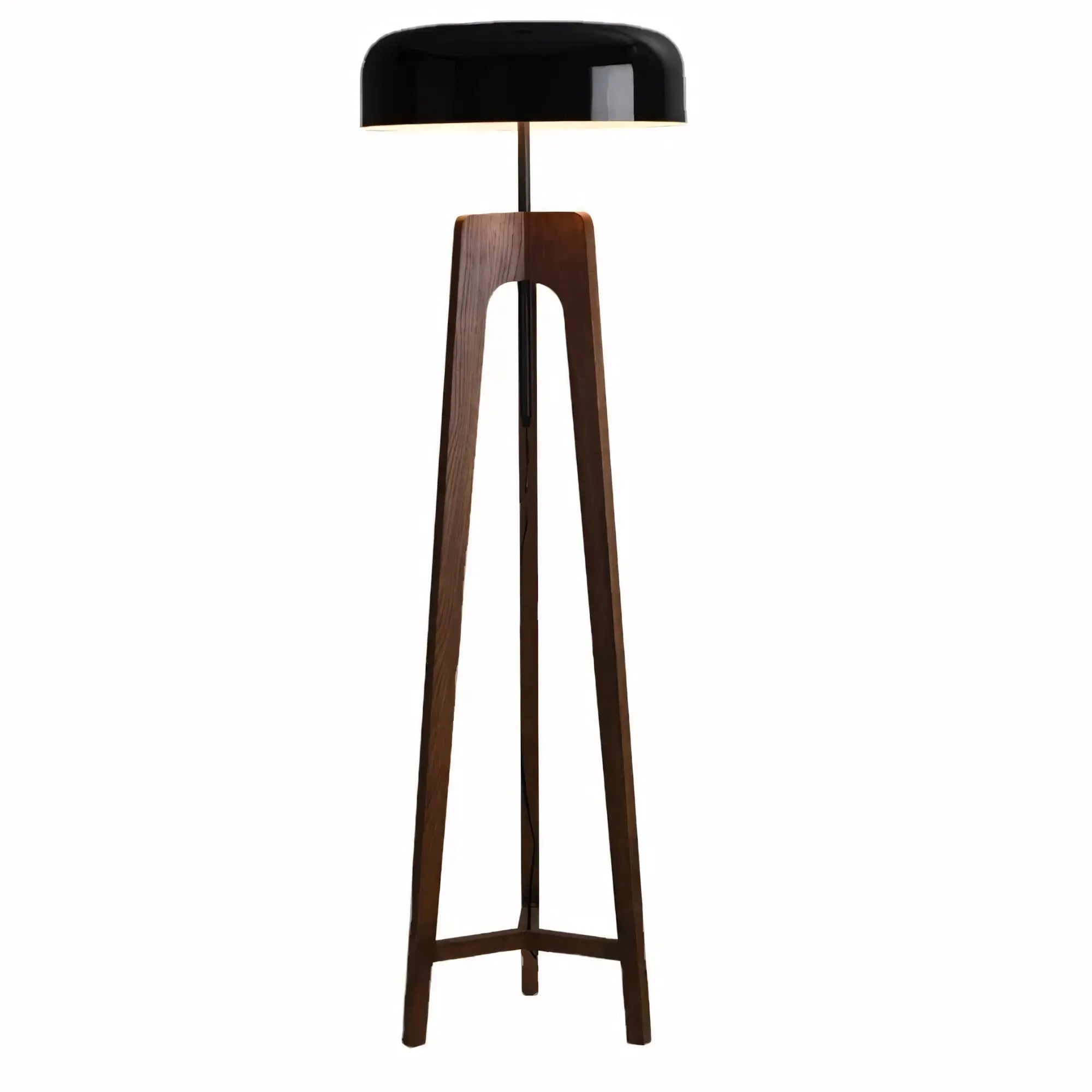 Luminária de Chão de Madeira Tripé Moderno Minimalista Pileo preto