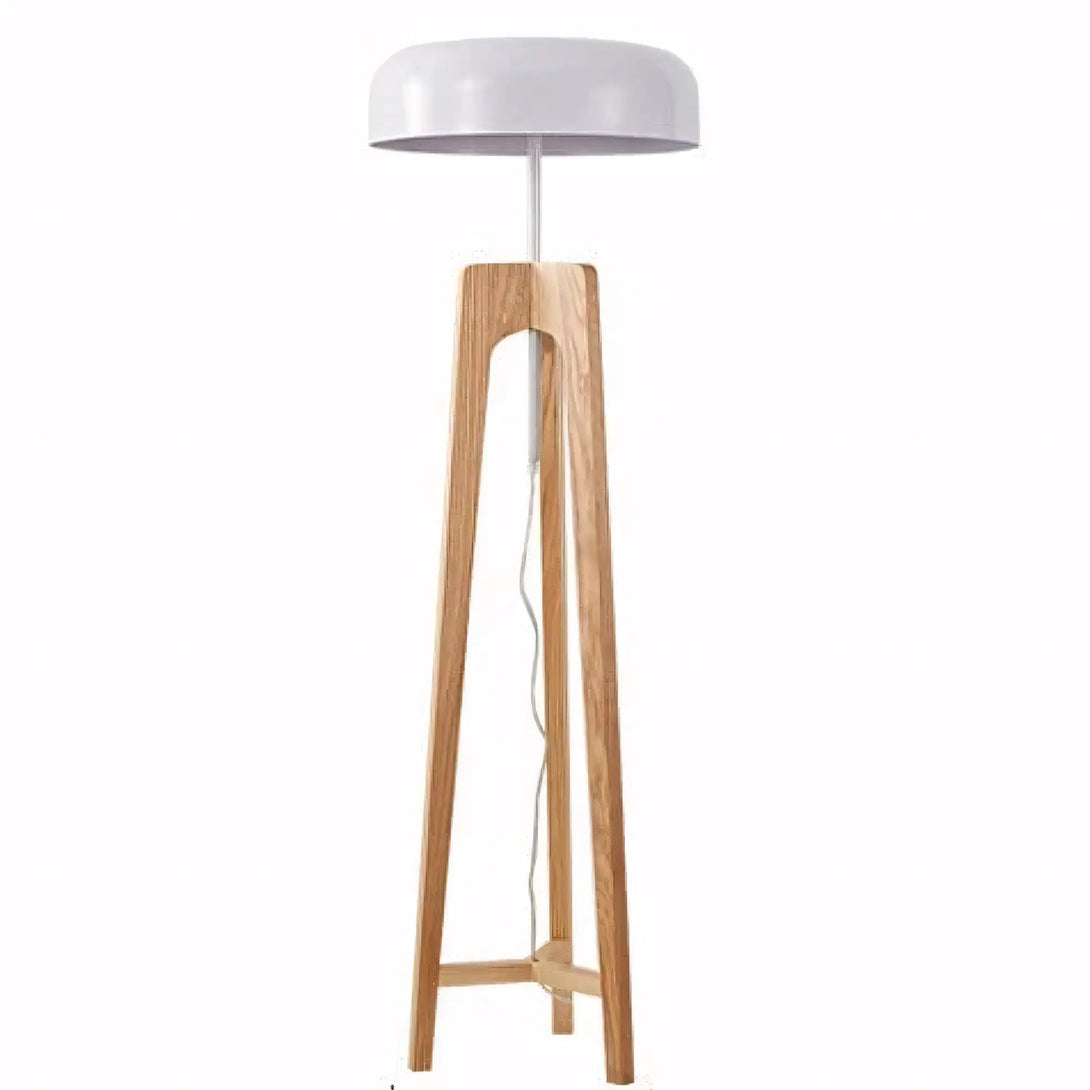 Luminária de Chão de Madeira Tripé Moderno Minimalista Pileo branco