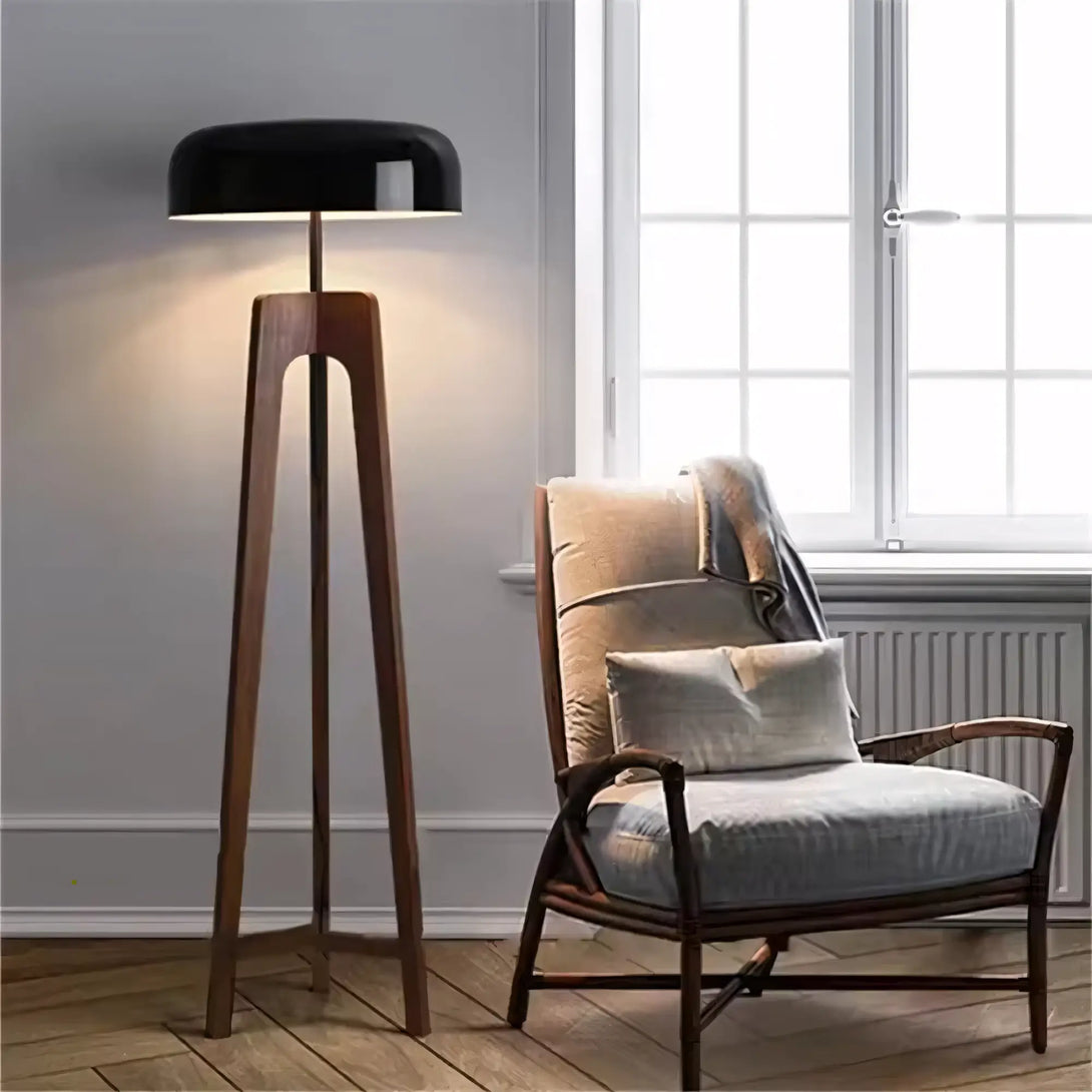 Luminária de Chão de Madeira Tripé Moderno Minimalista Pileo