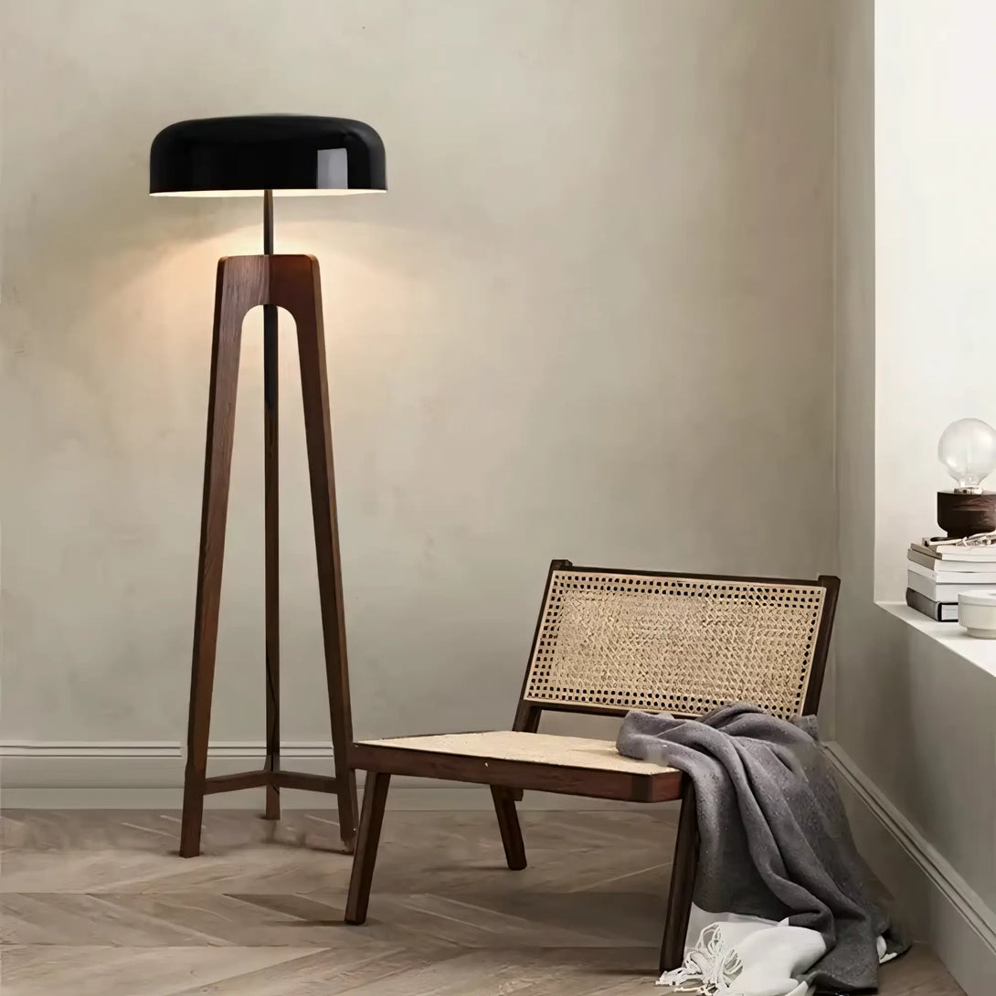 Luminária de Chão de Madeira Tripé Moderno Minimalista Pileo