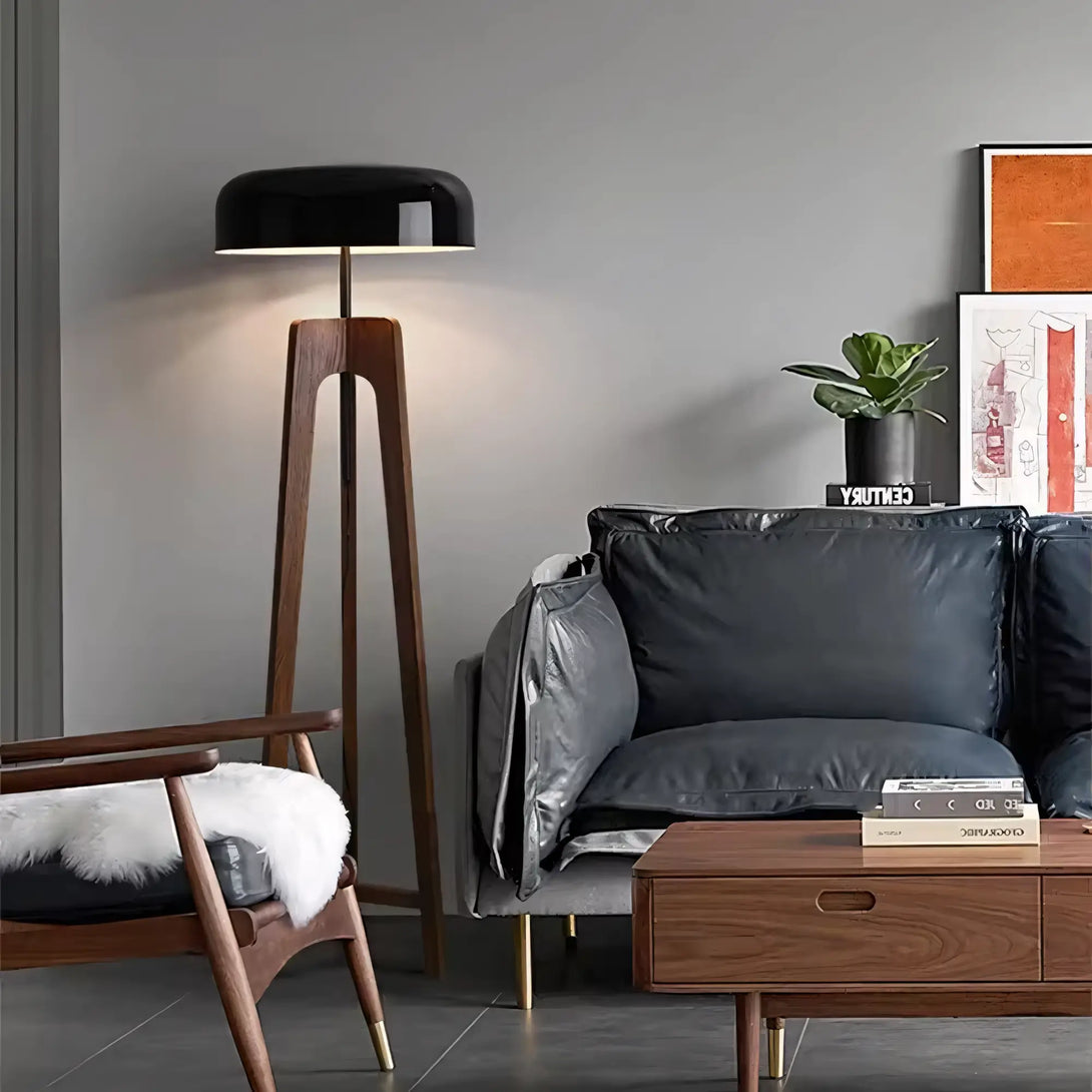 Luminária de Chão de Madeira Tripé Moderno Minimalista Pileo