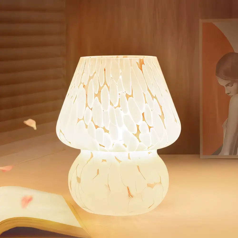 Luminária de Mesa Abajur Cogumelo Vintage Moderno Vidro Radiant