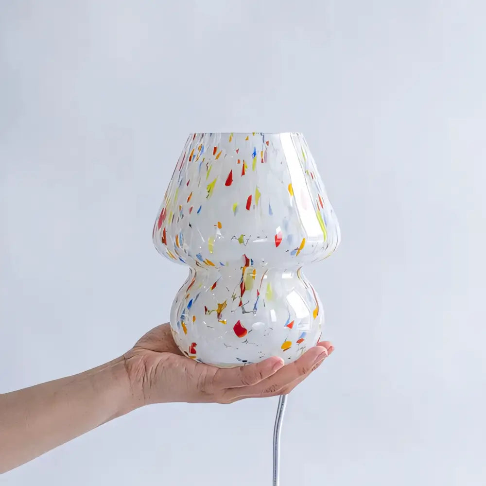 Luminária de Mesa Abajur Cogumelo Vintage Moderno Vidro Radiant