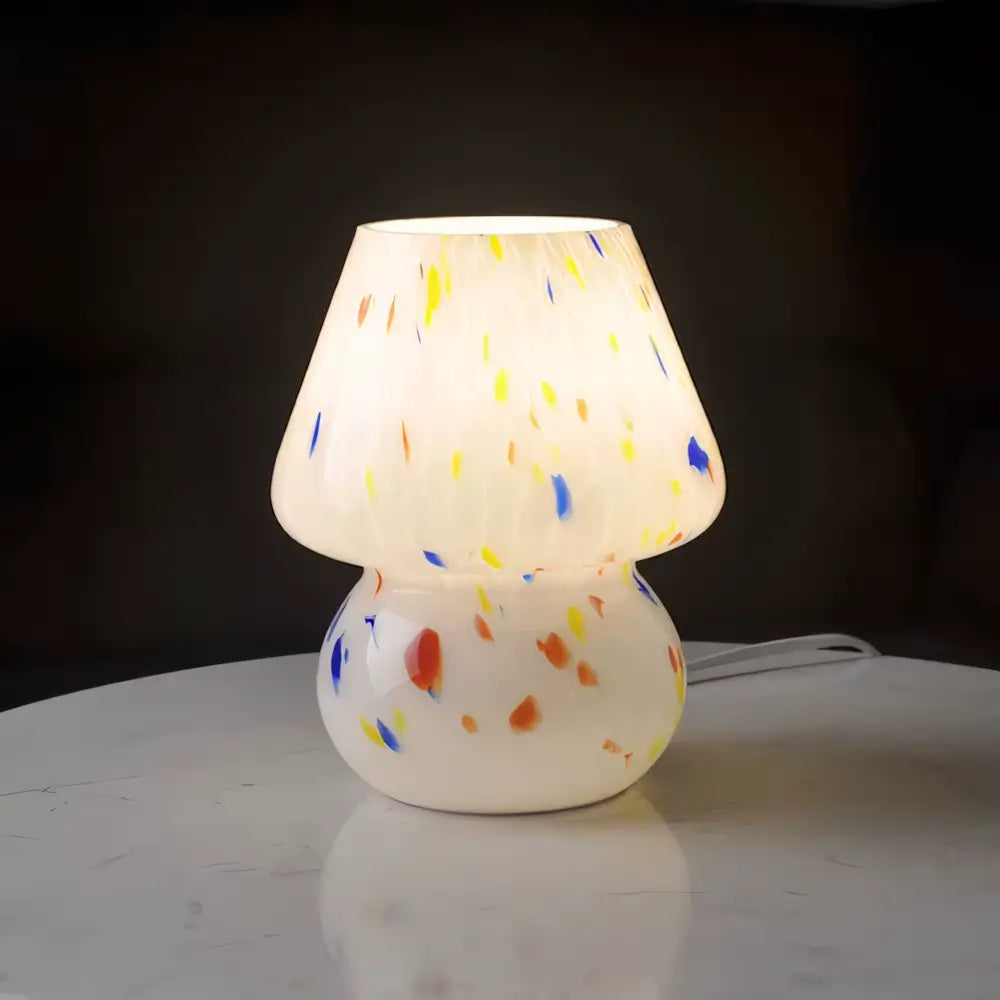 Luminária de Mesa Abajur Cogumelo Vintage Moderno Vidro Radiant