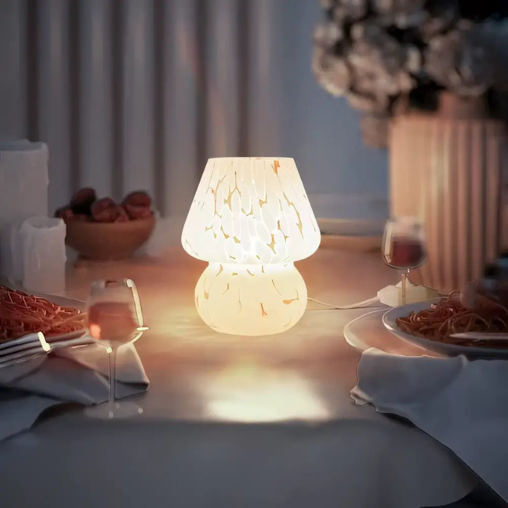 Luminária de Mesa Abajur Cogumelo Vintage Moderno Vidro Radiant