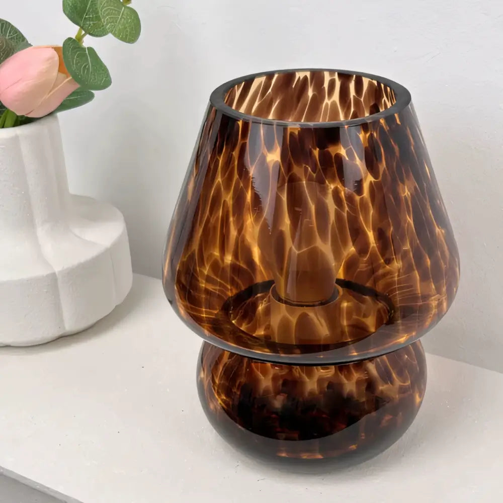 Luminária de Mesa Abajur Cogumelo Vintage Moderno Vidro Radiant
