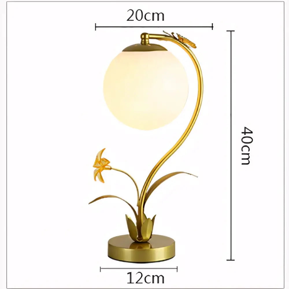 Luminária de Mesa Abajur Dourada Bola Flor Moderna Radiant