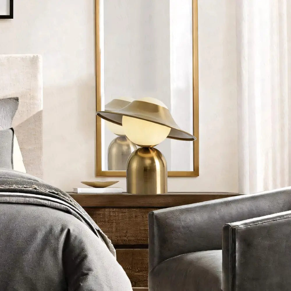 Luminária de Mesa Abajur Dourado Bola Moderno Minimalista Radiant