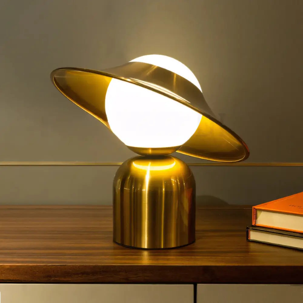 Luminária de Mesa Abajur Dourado Bola Moderno Minimalista Radiant