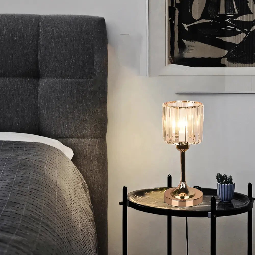 Luminária de Mesa Abajur Dourado Moderno Minimalista Cristal Radiant