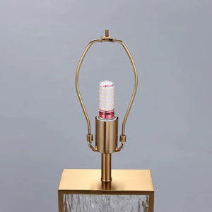 Luminária de Mesa Abajur Dourado Moderno Minimalista Vidro Tecido Radiant