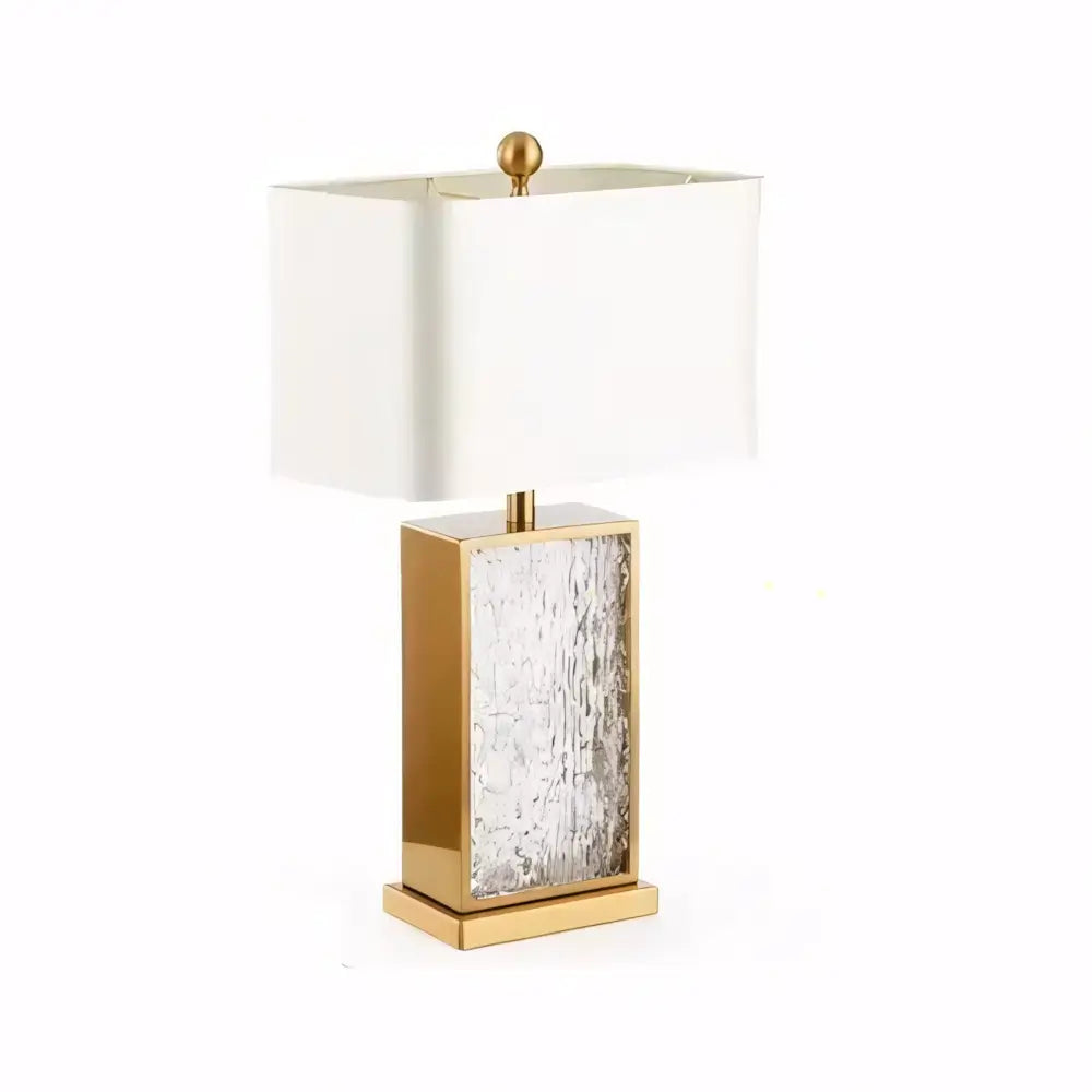 Luminária de Mesa Abajur Dourado Moderno Minimalista Vidro Tecido Radiant