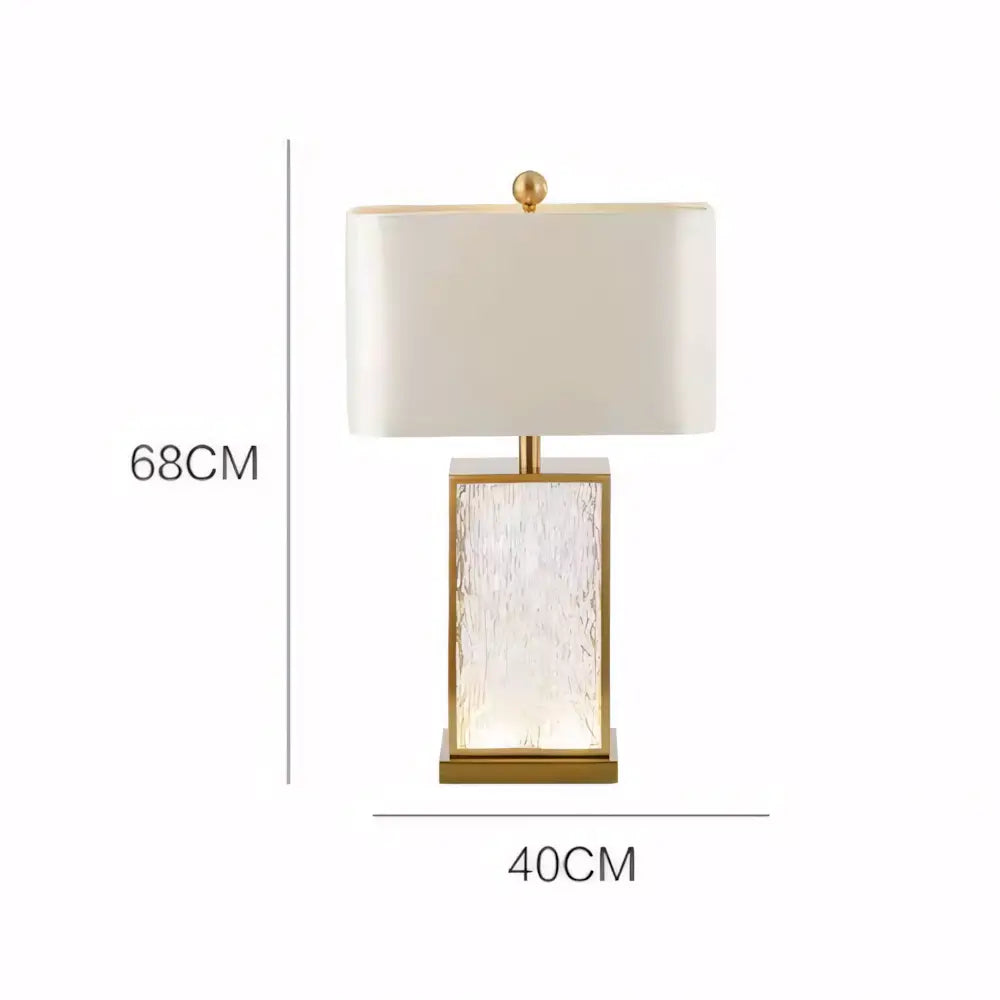 Luminária de Mesa Abajur Dourado Moderno Minimalista Vidro Tecido Radiant