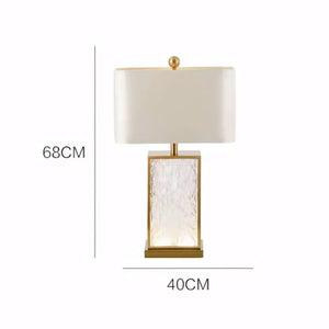 Luminária de Mesa Abajur Dourado Moderno Minimalista Vidro Tecido Radiant