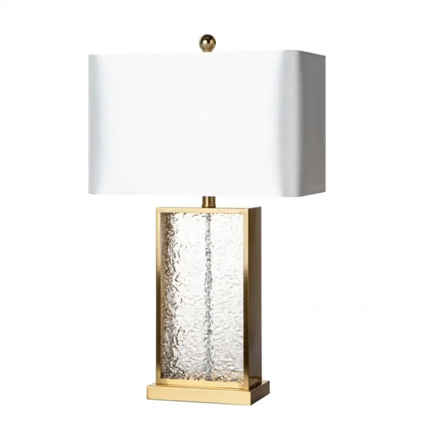 Luminária de Mesa Abajur Dourado Moderno Minimalista Vidro Tecido Radiant