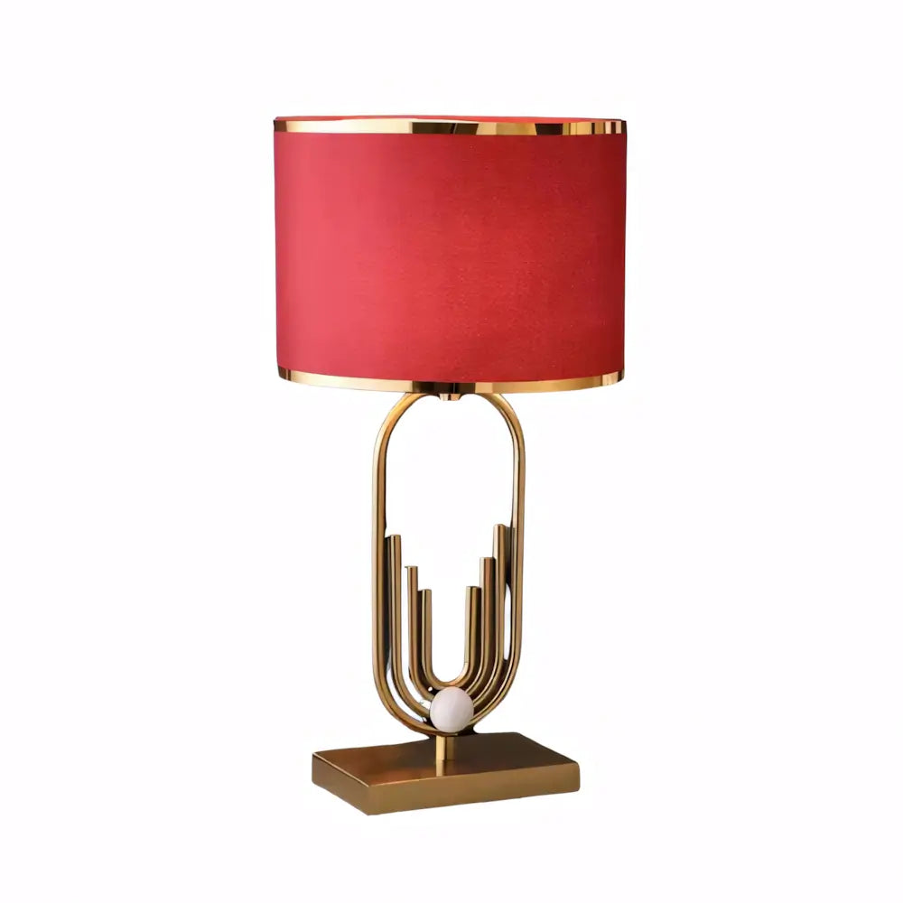 Luminária de Mesa Abajur Grande Moderno Minimalista Base Dourada Radiant vermelho
