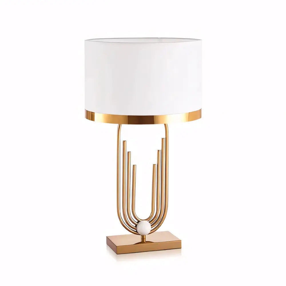 Luminária de Mesa Abajur Grande Moderno Minimalista Base Dourada Radiant branco