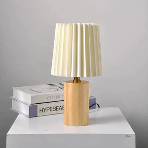 Luminária de Mesa Abajur Madeira e Tecido Moderno Radiant