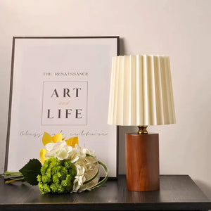 Luminária de Mesa Abajur Madeira e Tecido Moderno Radiant