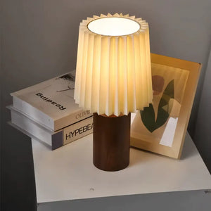 Luminária de Mesa Abajur Madeira e Tecido Moderno Radiant
