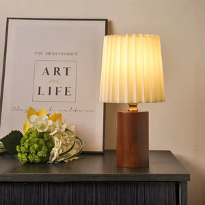 Luminária de Mesa Abajur Madeira e Tecido Moderno Radiant