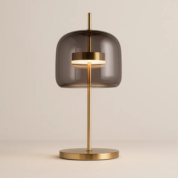 Luminária de Mesa Abajur Moderna Minimalista Vidro Base Dourada Jube