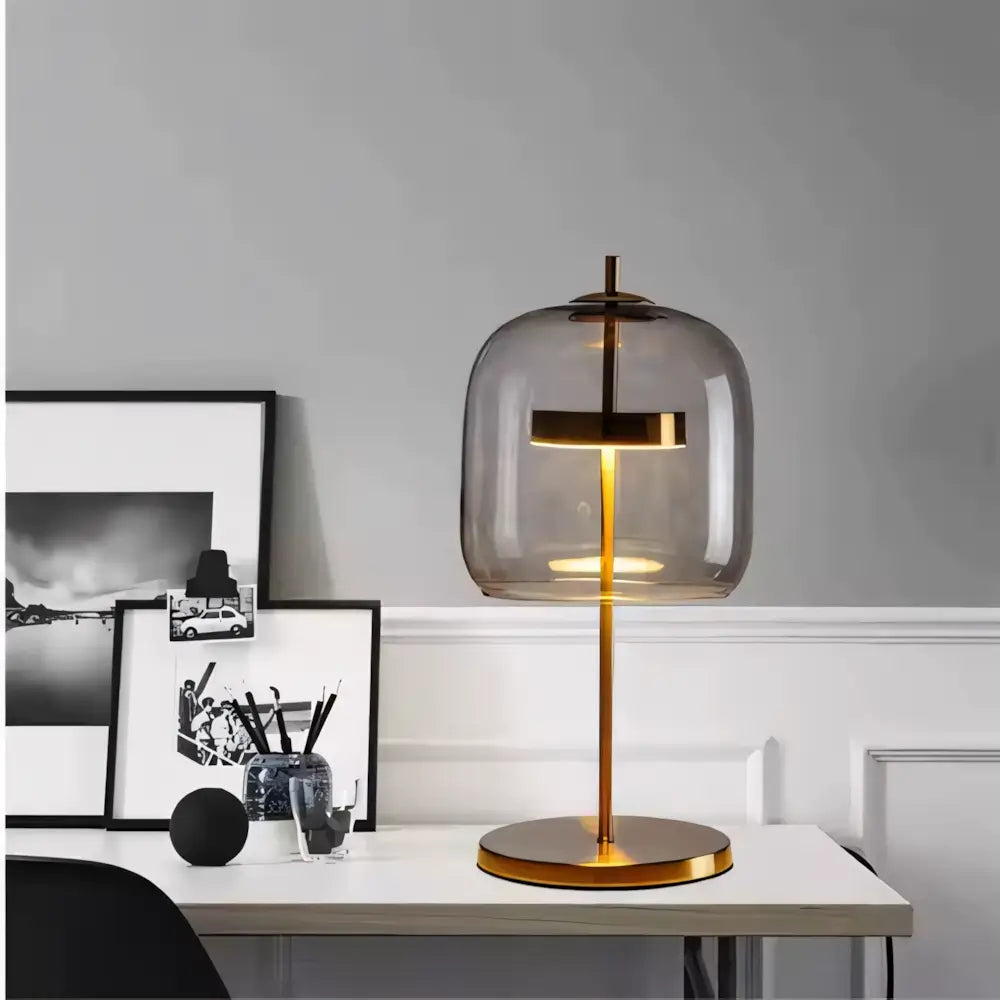 Luminária de Mesa Abajur Moderna Minimalista Vidro Base Dourada Radiant