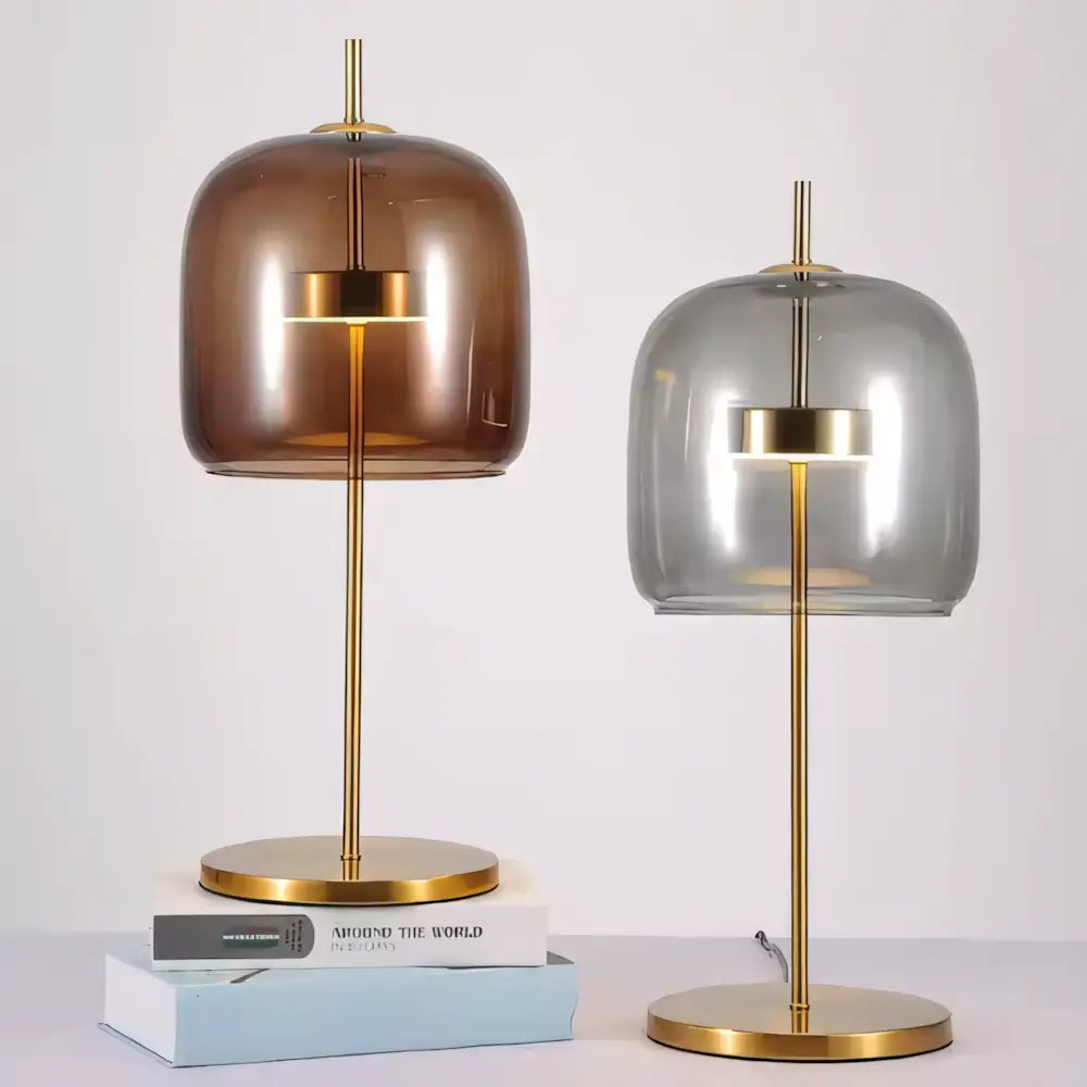 Luminária de Mesa Abajur Moderna Minimalista Vidro Base Dourada Radiant