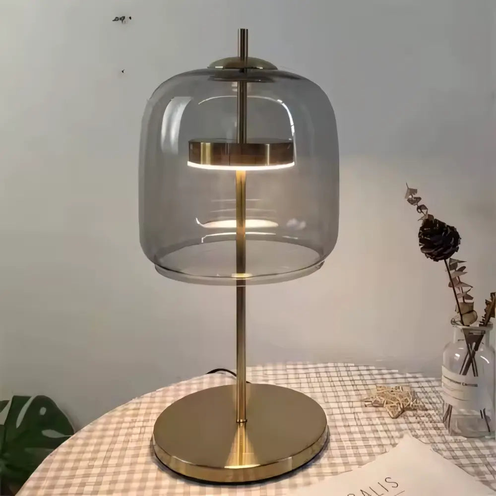 Luminária de Mesa Abajur Moderna Minimalista Vidro Base Dourada Radiant