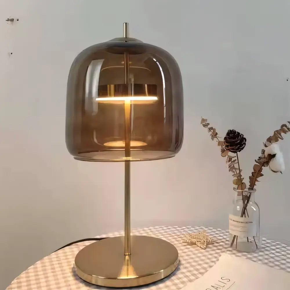 Luminária de Mesa Abajur Moderna Minimalista Vidro Base Dourada Radiant
