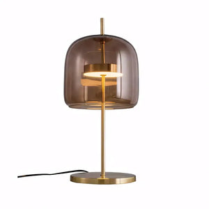 Luminária de Mesa Abajur Moderna Minimalista Vidro Base Dourada Radiant Ambar