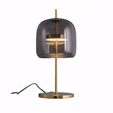 Luminária de Mesa Abajur Moderna Minimalista Vidro Base Dourada Radiant Cinza