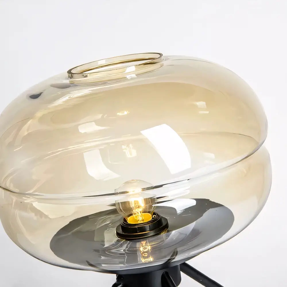 Luminária de Mesa Abajur Preto Minimalista Moderno Vidro e Metal Radiant