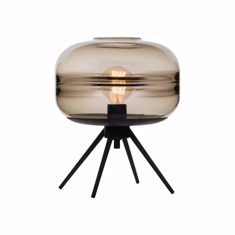Luminária de Mesa Abajur Preto Minimalista Moderno Vidro e Metal Radiant