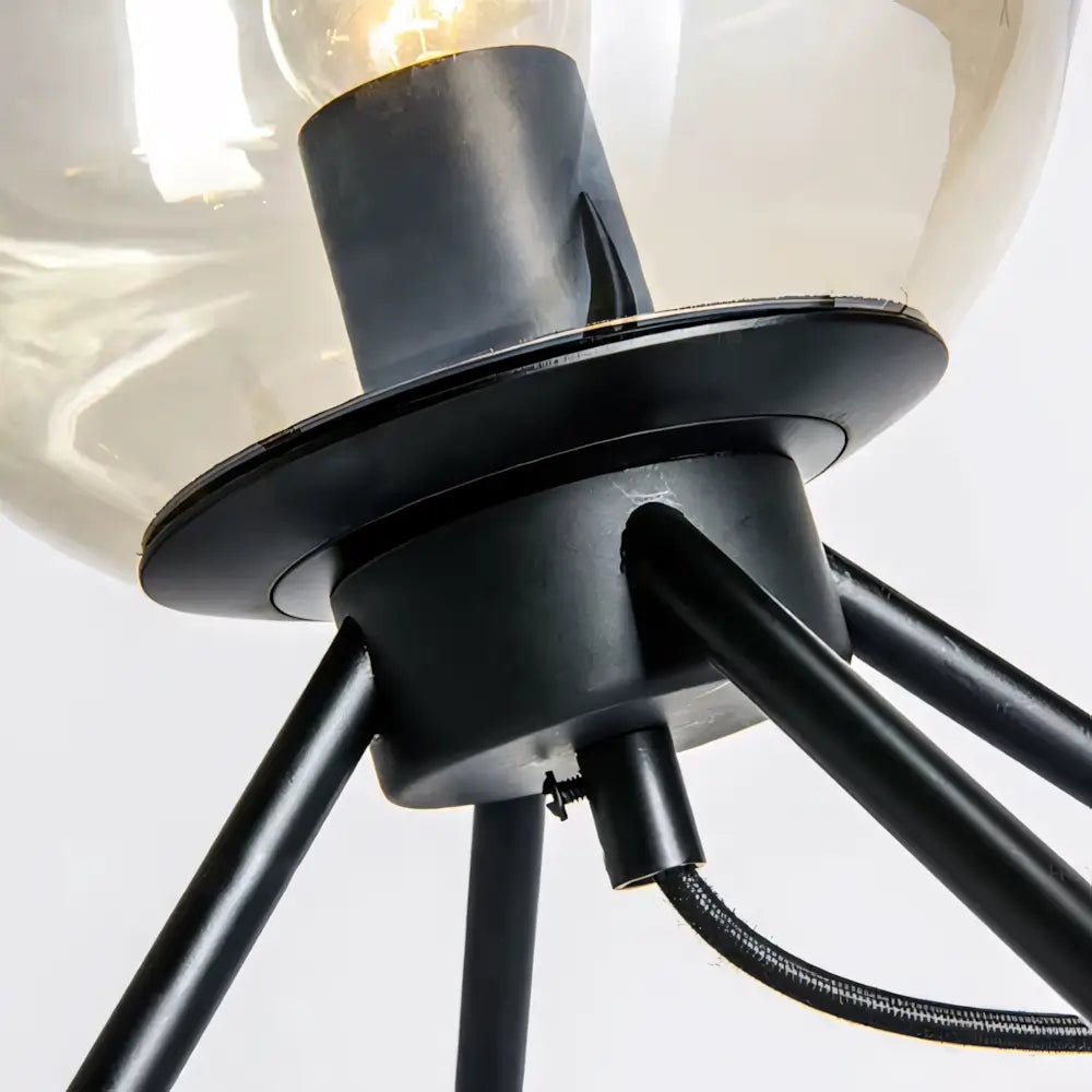 Luminária de Mesa Abajur Preto Minimalista Moderno Vidro e Metal Radiant