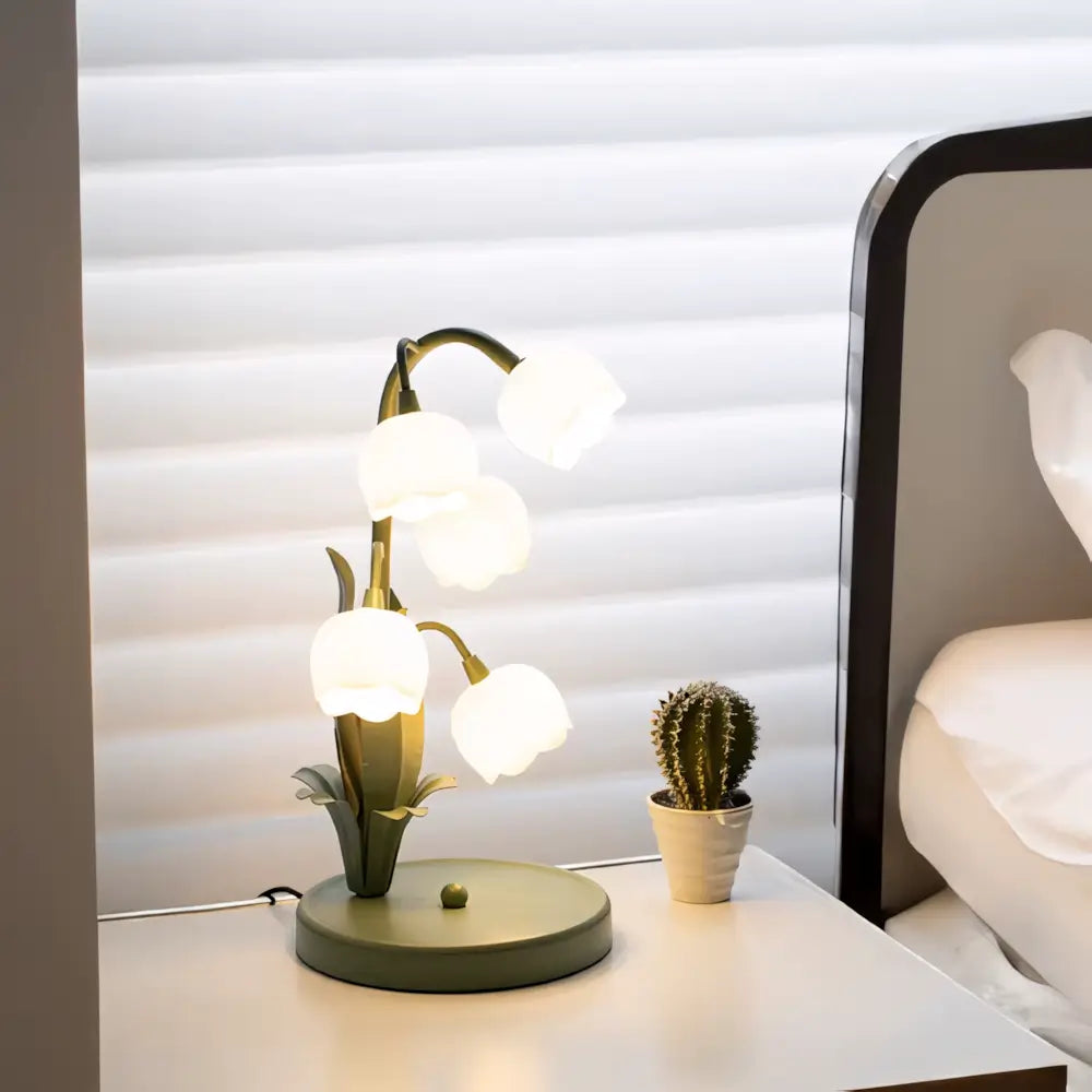 Luminária de Mesa Abajur Verde Moderna Minimalista Floral Radiant