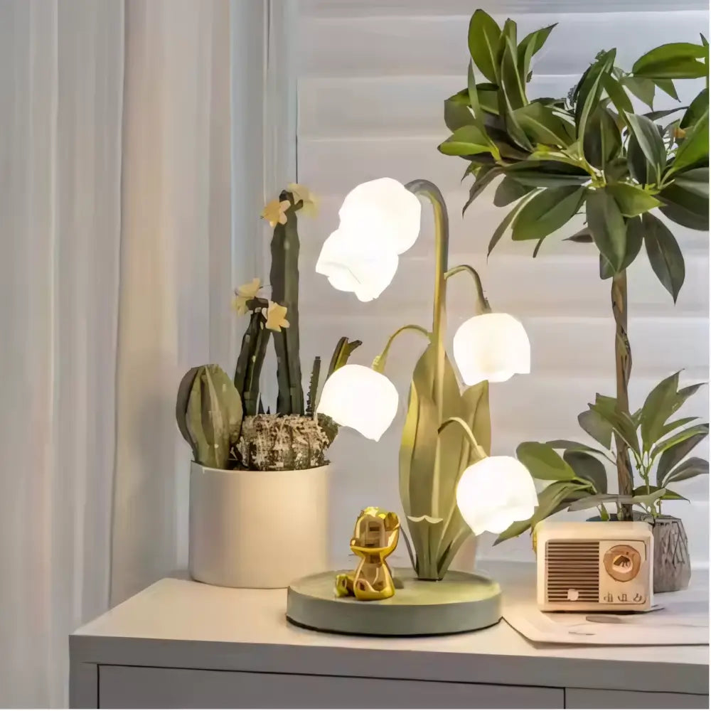Luminária de Mesa Abajur Verde Moderna Minimalista Floral Radiant