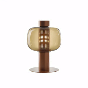 Luminária de Mesa Abajur Vintage Moderna Metal Vidro Radiant marrom ambar