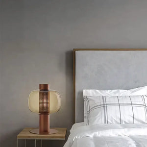 Luminária de Mesa Abajur Vintage Moderna Metal Vidro Radiant marrom