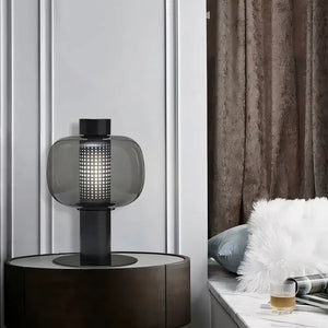 Luminária de Mesa Abajur Vintage Moderna Metal Vidro Radiant preto