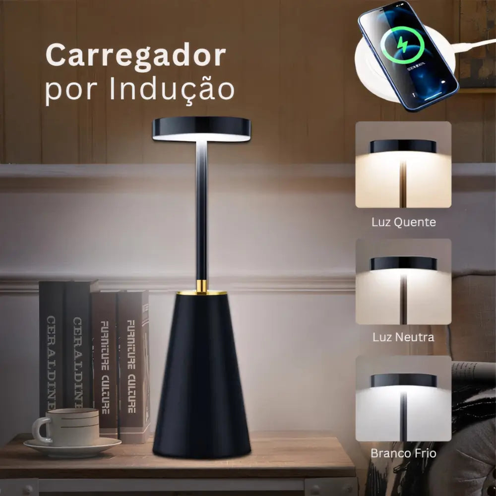 Luminária de Mesa Carregador por Indução LumiAura