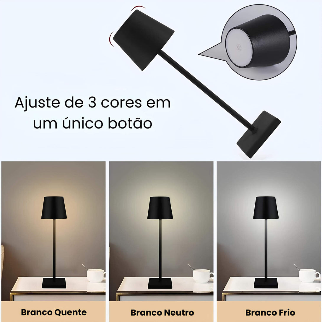 Luminária de Mesa Led Regulável Sem Fio