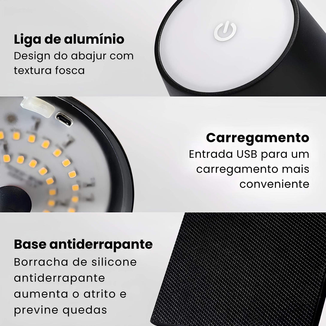 Luminária de Mesa Led Regulável Sem Fio