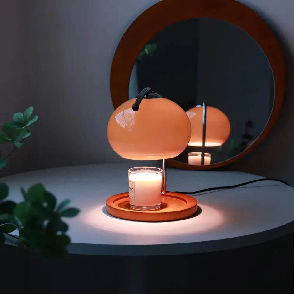 Luminária de Mesa Moderna Minimalista Vidro Aquecedora Radiant laranja