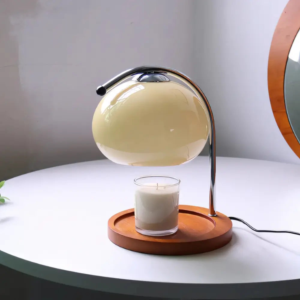 Luminária de Mesa Moderna Minimalista Vidro Aquecedora Radiant creme