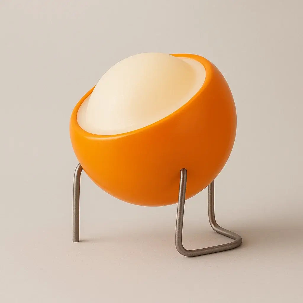 luminária de mesa retrô, luminária bauhaus, abajur vidro laranja, luminária moderna decorativa, abajur colorido quarto, luminária decorativa design, luminária para sala bauhaus, luminária minimalista mesa, iluminação de design, luminária de vidro colorida, abajur elegante vintage