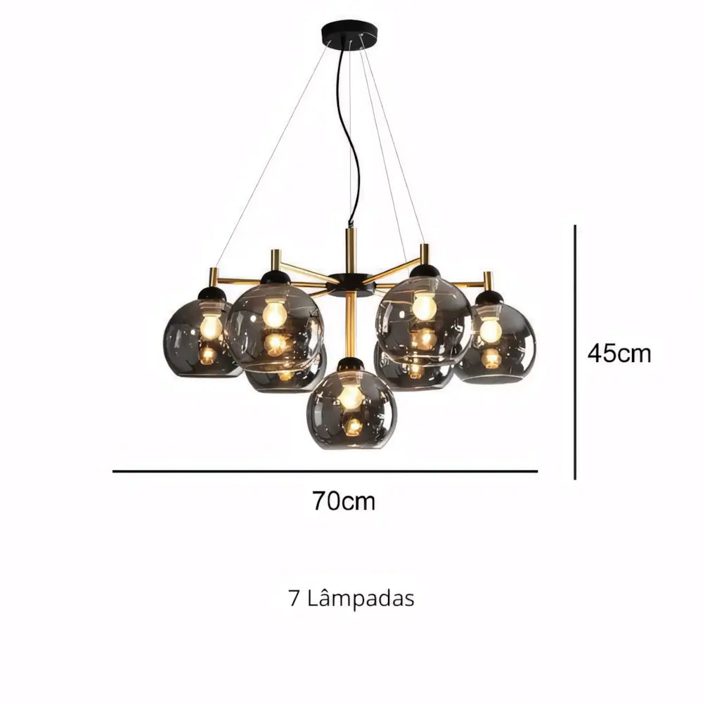 Lustre Luminaria Pendente Vidro Vintage Moderno Radiant