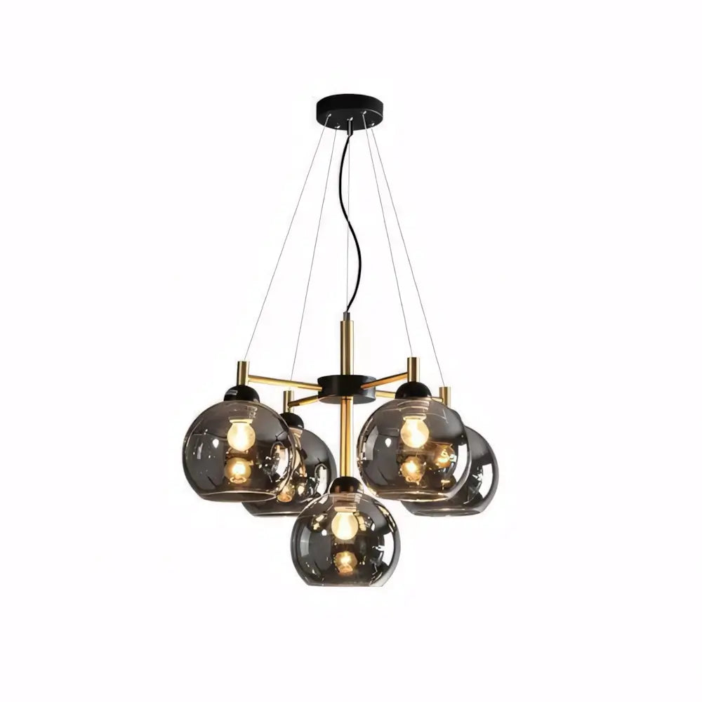 Lustre Luminaria Pendente Vidro Vintage Moderno Radiant 5 lampadas